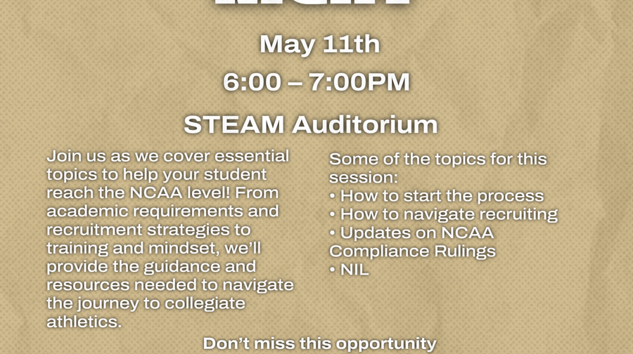 Athletic Department to host NCAA Parent/Student Night Set for May 11